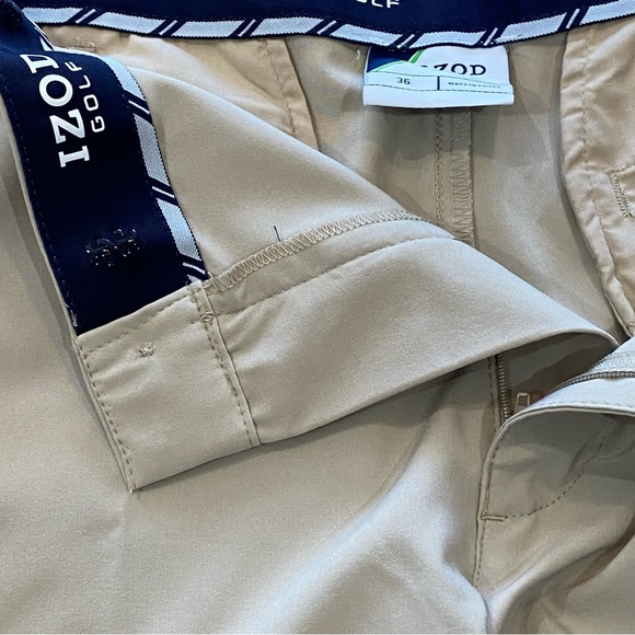 IZOD Golf Flat Front Tan Khaki Shorts 36 Classic Fit - Picture 9 of 10